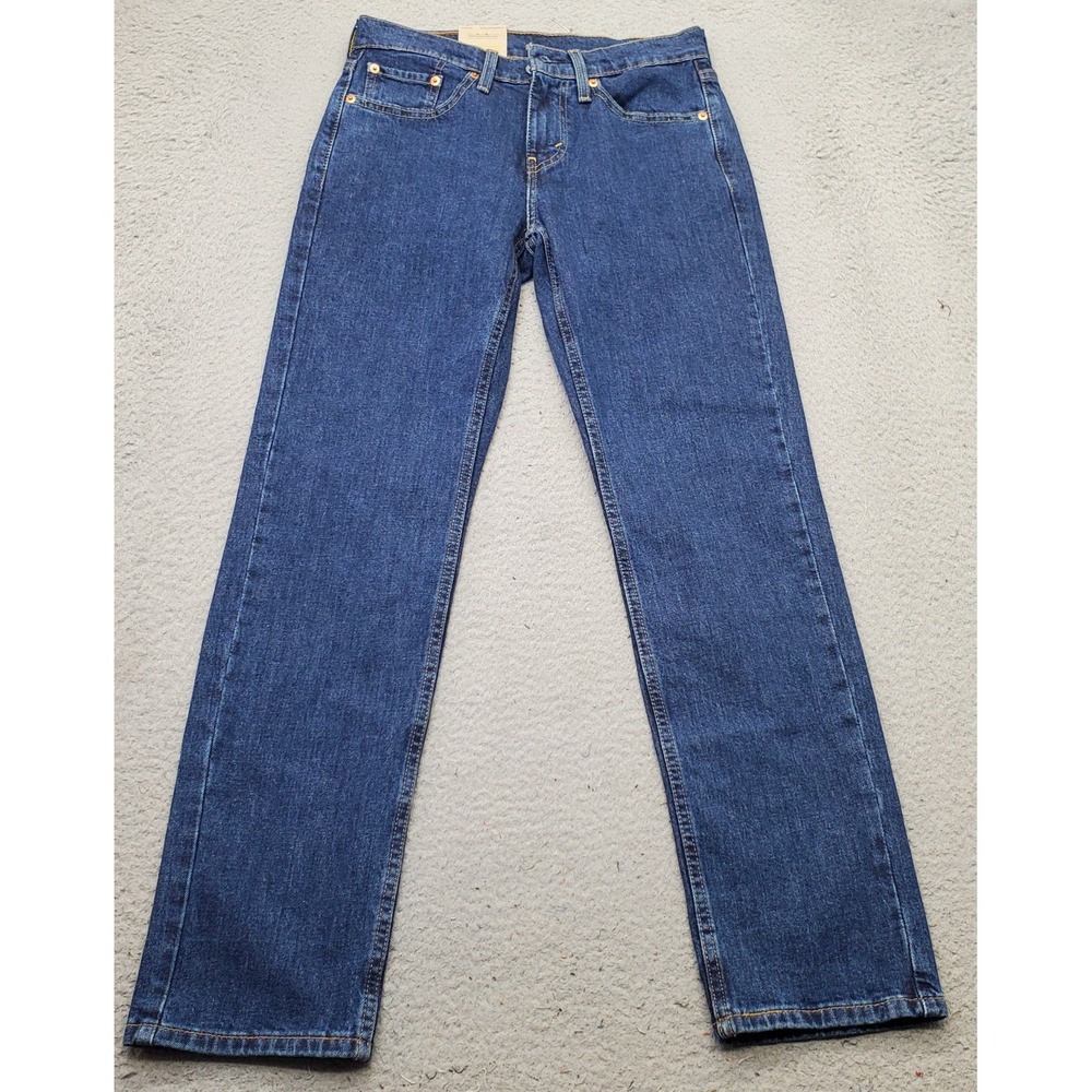 Levi's 514 Straight Jeans Mens 28x30 Navy Denim Stretch Regular Fit Medium Wash